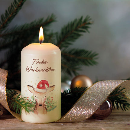 SEO. Weihnachtskerze "Reh" - Große Kerze Linkreich