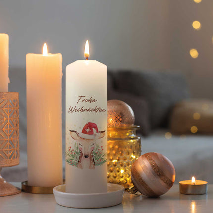SEO. Weihnachtskerze "Reh" - Große Kerze Linkreich
