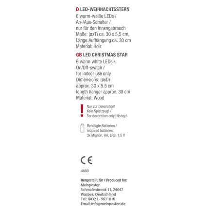 Weihnachtsstern Holzstern Ø 30cm Stern Holz Weihnachten Fensterdeko LED warmweiß (Weihnachtsbeleuchtung) kaufen bei Linkreich – Jetzt entdecken!