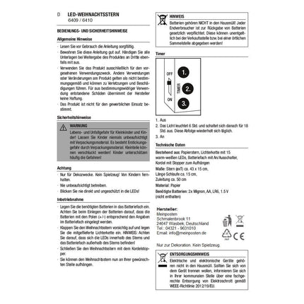 Weihnachtsstern Ø 43 cm Papier - Stern LED Weihnachtsbeleuchtung deko Rot (Weihnachststern) kaufen bei Linkreich – Jetzt entdecken!