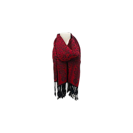 Damen Brokat Schal / Paisley Muster: Fransenschal seidig weich 175x70cm