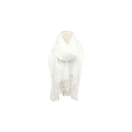 Damen Brokat Schal / Paisley Muster: Fransenschal seidig weich 175x70cm