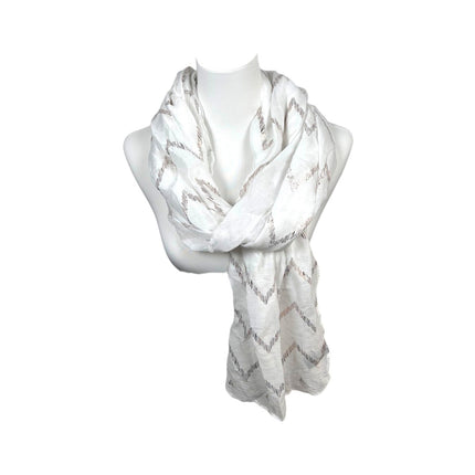 Sommer Damen Schal » Zick Zack Muster » leichter Sommerschal 180 x 70 cm » Halstuch mit glänzendem Zickzack Aufdruck » Damenschal weich & dünn