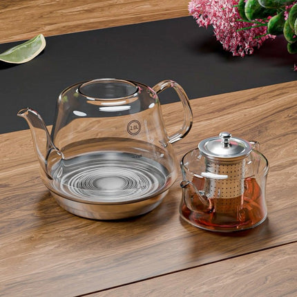 Weissberg Türkische Teekanne Glas Induktionsgeeignet mit Edelstahl Infuser W57 Serie