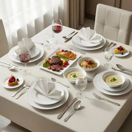 Weisse Rose Bianco Classico Porzellan Tafelservice 24-teilig – Service für 6 Personen - Linkreich