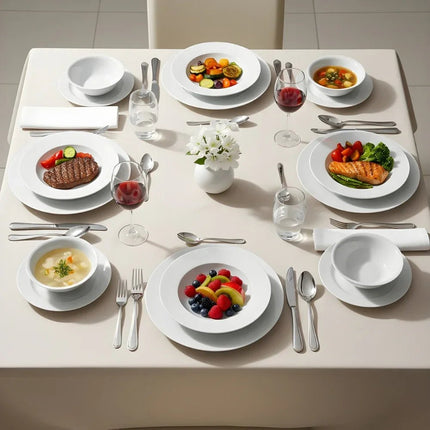 Weisse Rose Bianco Classico Porzellan Tafelservice 24-teilig – Service für 6 Personen - Linkreich