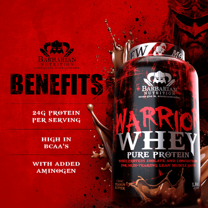 SEO. Whey Protein + BCAAs - 1,8 Kg - Barbarian Nutrition Geschmack: Schoko / Vanille - Choco Peanutbutter Linkreich