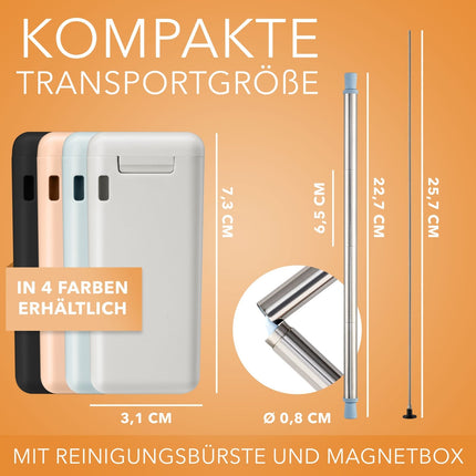 Wiederverwendbare Strohhalme aus Edelstahl & Silikon Trinkhalme Blau Weiß - 2er Set (Strohhalme) kaufen bei Linkreich – Jetzt entdecken!