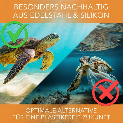 Wiederverwendbare Strohhalme aus Edelstahl & Silikon Trinkhalme Blau Weiß - 2er Set (Strohhalme) kaufen bei Linkreich – Jetzt entdecken!