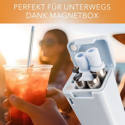 Wiederverwendbare Strohhalme aus Edelstahl & Silikon Trinkhalme Blau Weiß - 2er Set (Strohhalme) kaufen bei Linkreich – Jetzt entdecken!