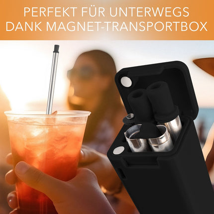 Wiederverwendbare Strohhalme aus Edelstahl & Silikon Trinkhalme Schwarz Rosa - 2er Set (Strohhalme) kaufen bei Linkreich – Jetzt entdecken!