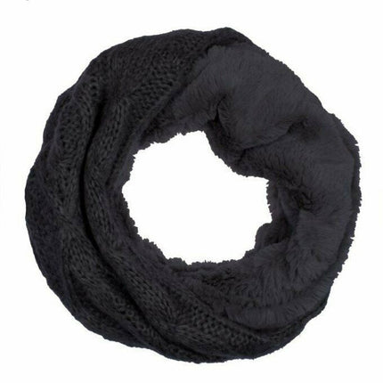 Winter Damen Loop Schal » Loopschal mit Wendemöglichkeit » Strickschal mit Fell » Damenschal warm und flauschig