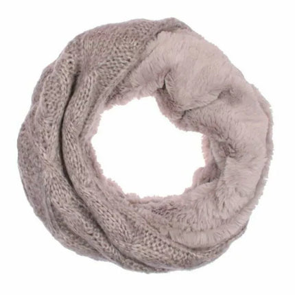 Winter Damen Loop Schal » Loopschal mit Wendemöglichkeit » Strickschal mit Fell » Damenschal warm und flauschig