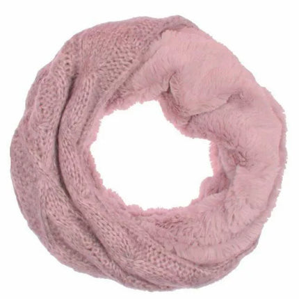 Winter Damen Loop Schal » Loopschal mit Wendemöglichkeit » Strickschal mit Fell » Damenschal warm und flauschig