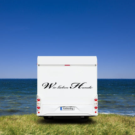 SEO. Wohnmobil Aufkleber: Wir lieben Hunde - 100x65cm Linkreich