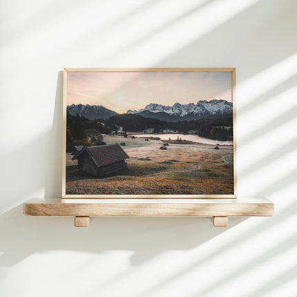 Geroldsee Wall Art – Bavarian Alps Landscape Print with Alpine Huts