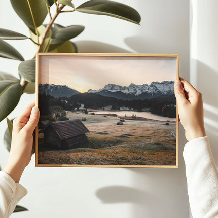 Geroldsee Wall Art – Bavarian Alps Landscape Print with Alpine Huts