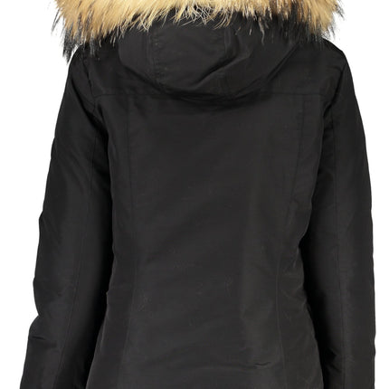 WOOLRICH Damenjacke schwarz – Kapuze mit abnehmbarem Fell für Herbst/Winter