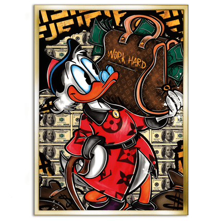 Work Hard Dagobert - Leinwandbild Pop Art / Motivation (Canvas) kaufen bei Linkreich – Jetzt entdecken!