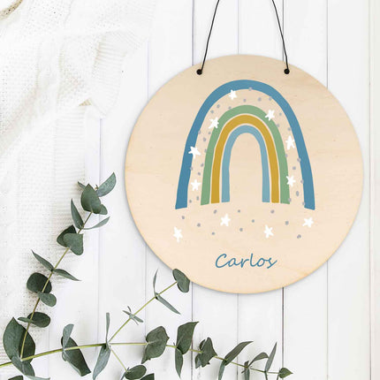 SEO. Wunderschönes Türschild mit Namen - Regenbogen - für Kinderzimmer - Junge Linkreich