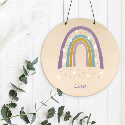 SEO. Wunderschönes Türschild mit Namen - Regenbogen - für Kinderzimmer - Mädchen Linkreich