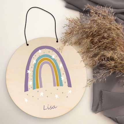 SEO. Wunderschönes Türschild mit Namen - Regenbogen - für Kinderzimmer - Mädchen Linkreich