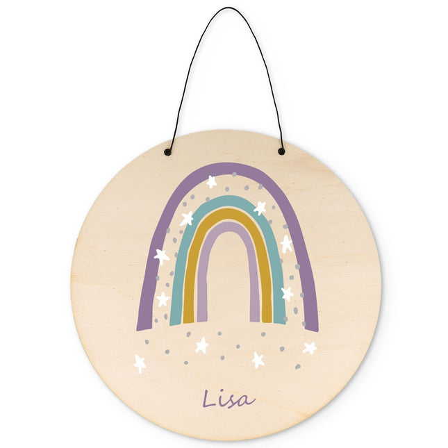 SEO. Wunderschönes Türschild mit Namen - Regenbogen - für Kinderzimmer - Mädchen Linkreich