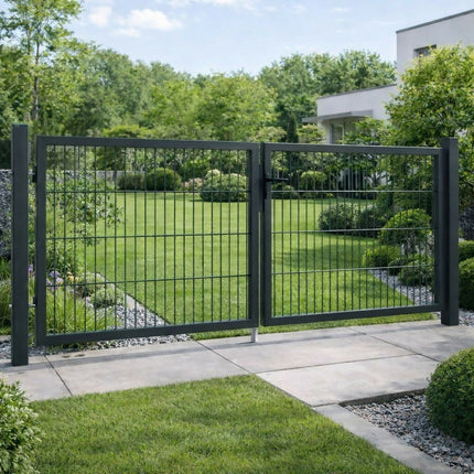 Gartentor 3m Zweiflügelig Symmetrisch Doppelstabmattentor Gartentür Zauntor Doppelstabmattenzaun GEWA