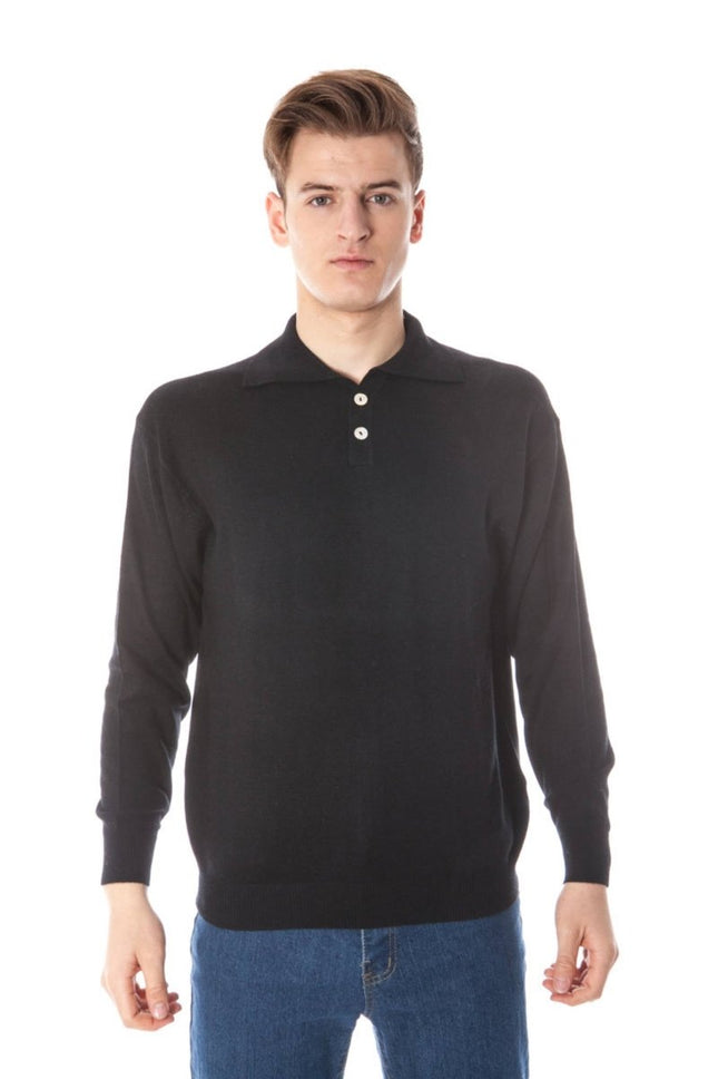 SEO. YUKO Pullover Herren – Schwarzer Polo aus Seide & Kaschmir | Italienische Qualität - Schwarz Linkreich