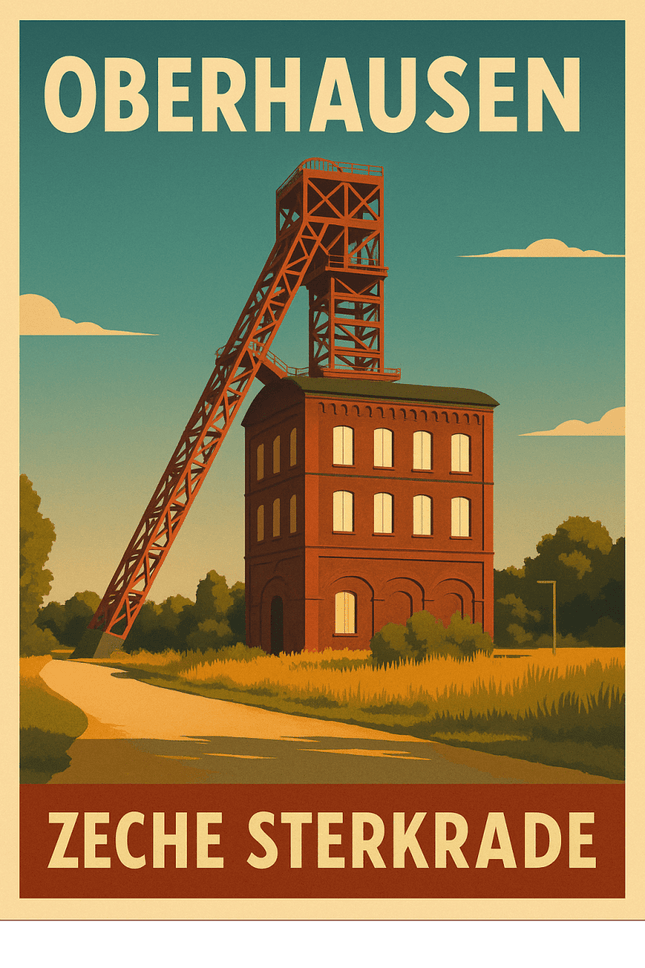 SEO. Zeche Sterkrade Oberhausen – Retro Poster im 70er - Look - Poster (230 g/m²) Linkreich