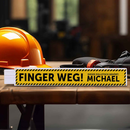 SEO. Zollstock 2 Meter mit Gravur - Finger Weg! - Personalisiert mit Namen - UV Druck Linkreich