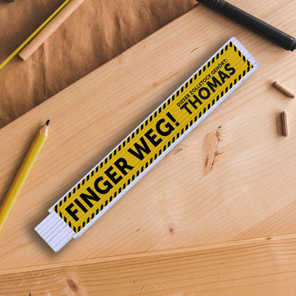 SEO. Zollstock 2 Meter mit Gravur - Finger Weg! - Personalisiert mit Namen - UV Druck Linkreich