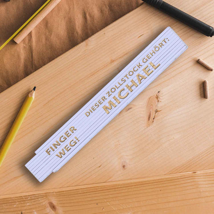 SEO. Zollstock 2 Meter mit Gravur - Finger Weg! - Personalisiert mit Namen - Gravur Linkreich