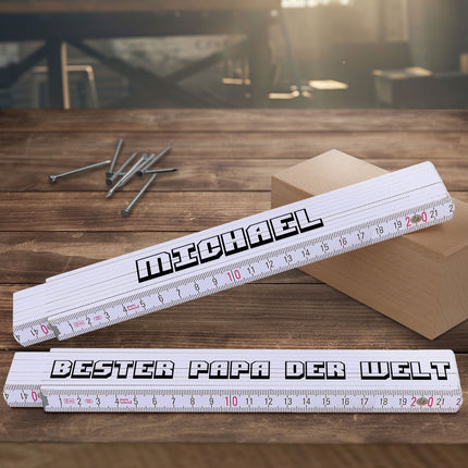 SEO. Zollstock 2 Meter mit Gravur oder Druck - Wunschname - Personalisiert mit Namen - UV Druck Linkreich