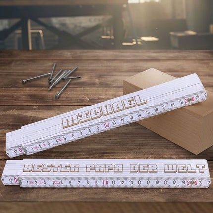 SEO. Zollstock 2 Meter mit Gravur oder Druck - Wunschname - Personalisiert mit Namen - Gravur Linkreich
